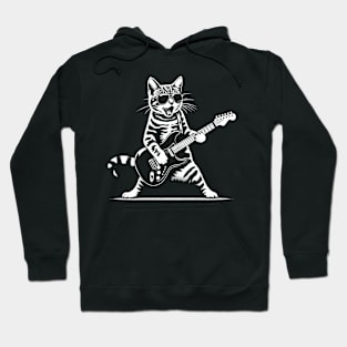 Guitar Cat Novelty Rock Music Band Concert Funny Cat Hoodie